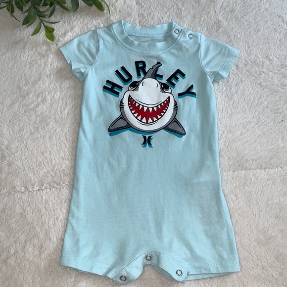 Hurley Other - Hurley Baby Boy Shorts Romper Shark Blue 6M EUC